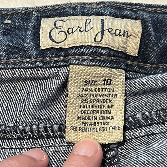 Earl JeansWomens Embroidered Stretch Denim Cropped Pants Flap Pockets Size 10 - Picture 8 of 12